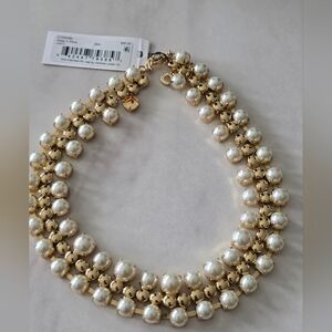 Anne Klien Elegant Gold Pearl Choker Necklace New Flaw